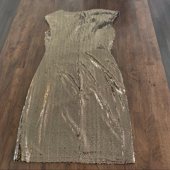Gold Metalic Dramatic Dress by Anne Klein - Picture 4 of 8